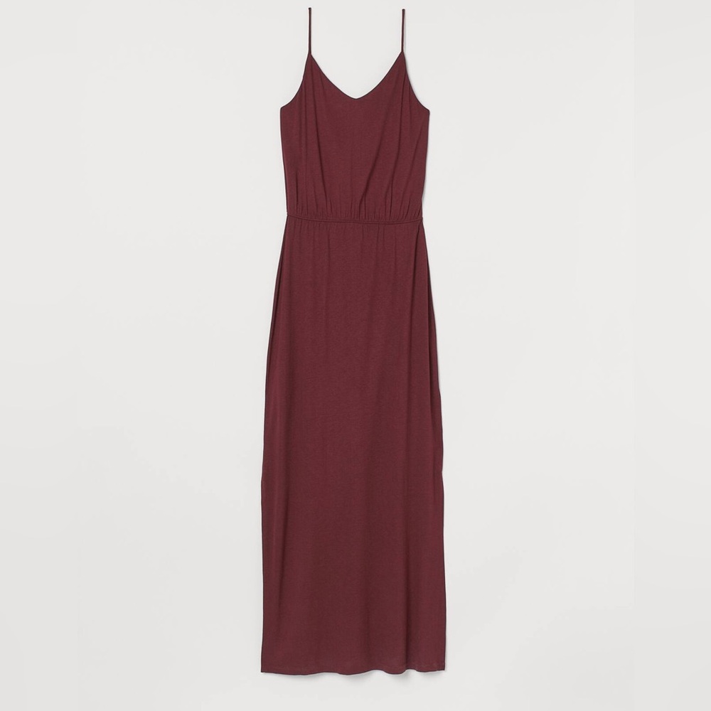 100% Viscose burgundy maxi Jersey Dress